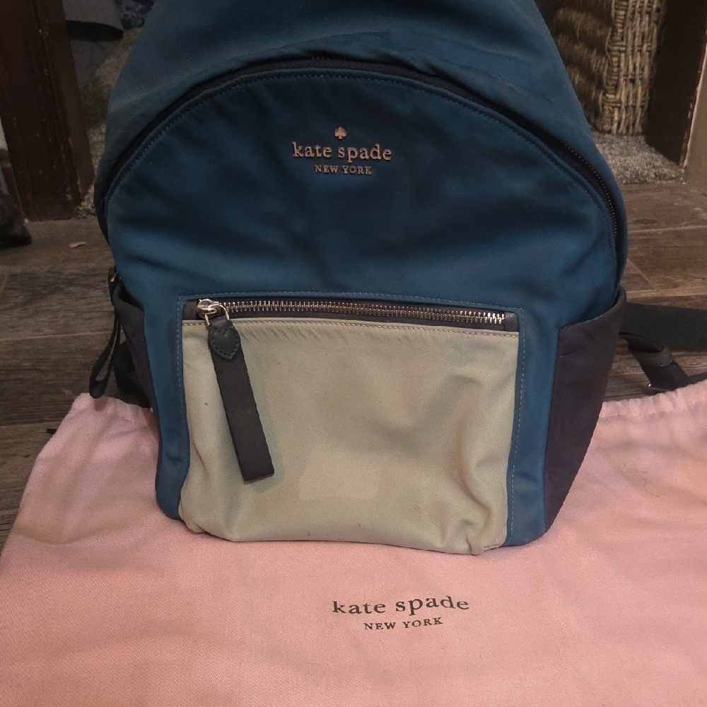 Kate Spade Navy and Beige Small Backpack
